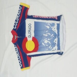 Men's Canari Cycling Jersey. Colorado Logo, Blue, Red, Yellow